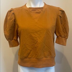 Sugarlips Short Puff Sleeve Sweatshirt in Rust